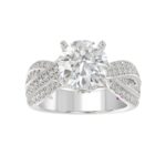 18K WHITE GOLD 3 3/4CT ROUND DIAMOND SEMI MOUNT LADIES RING (CENTER STONE ROUND DIAMOND 3.00CT) - Image 4
