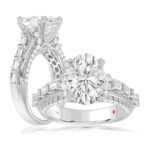 18K WHITE GOLD 3 3/4CT ROUND/BAGUETTE/OVAL DIAMOND LADIES RING(CENTER STONE MOUNT OVAL DIAMOND 3CT)