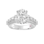 18K WHITE GOLD 3 3/4CT ROUND/BAGUETTE/OVAL DIAMOND LADIES RING(CENTER STONE MOUNT OVAL DIAMOND 3CT) - Image 2