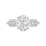 18K WHITE GOLD 3 3/4CT ROUND/BAGUETTE/OVAL DIAMOND LADIES RING(CENTER STONE MOUNT OVAL DIAMOND 3CT) - Image 6