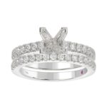 18K WHITE GOLD 3/4CT ROUND DIAMOND LADIES SEMI MOUNT BRIDAL SET(CENTER STONE MOUNT PRINCESS DIAMOND 1 3/4CT) - Image 2