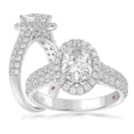 18K WHITE GOLD 3/4CT ROUND DIAMOND LADIES SEMI MOUNT RING(CENTER STONE MOUNT OVAL DIAMOND 1CT)