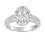 18K WHITE GOLD 3/4CT ROUND DIAMOND LADIES SEMI MOUNT RING(CENTER STONE MOUNT OVAL DIAMOND 1CT) - Image 2