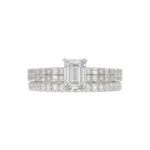 18K WHITE GOLD 3/4CT ROUND/BAGUETTE DIAMOND LADIES SEMI MOUNT BRIDAL SET(CENTER STONE MOUNT EMERALD DIAMOND 1CT) - Image 6