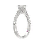 18K WHITE GOLD 3/4CT ROUND/BAGUETTE/EMERALD DIAMOND LADIES RING (CENTER STONE EMERALD DIAMOND 1/2CT) - Image 3