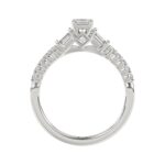 18K WHITE GOLD 3/4CT ROUND/BAGUETTE/EMERALD DIAMOND LADIES RING (CENTER STONE EMERALD DIAMOND 1/2CT) - Image 5