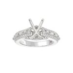 18K WHITE GOLD 3/4CT ROUND/BAGUETTE/EMERALD DIAMOND LADIES SEMI MOUNT RING(CENTER STONE MOUNT EMERALD DIAMOND 3CT) - Image 2