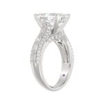 18K WHITE GOLD 3/4CT ROUND/BAGUETTE/EMERALD DIAMOND LADIES SEMI MOUNT RING(CENTER STONE MOUNT EMERALD DIAMOND 3CT) - Image 3