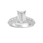 18K WHITE GOLD 3/4CT ROUND/BAGUETTE/EMERALD DIAMOND LADIES SEMI MOUNT RING(CENTER STONE MOUNT EMERALD DIAMOND 3CT) - Image 4