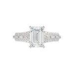 18K WHITE GOLD 3/4CT ROUND/BAGUETTE/EMERALD DIAMOND LADIES SEMI MOUNT RING(CENTER STONE MOUNT EMERALD DIAMOND 3CT) - Image 7