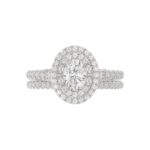 18K WHITE GOLD 3/4CT ROUND/BAGUETTE/OVAL DIAMOND LADIES BRIDAL SET(CENTER STONE OVAL DIAMOND 3/4CT) - Image 4