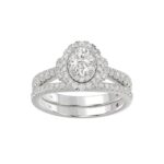 18K WHITE GOLD 3/4CT ROUND/OVAL DIAMOND LADIES BRIDAL SET(CENTER STONE OVAL DIAMOND 1/2CT) - Image 6