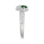 18K WHITE GOLD 3/4CT ROUND/PEAR DIAMOND LADIES RING(COLOR STONE ROUND GREEN EMERALD DIAMOND 1/4CT) - Image 3