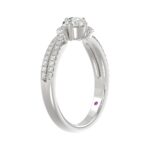 18K WHITE GOLD 3/4CT ROUND/PEAR DIAMOND LADIES RING(COLOR STONE ROUND GREEN EMERALD DIAMOND 1/4CT) - Image 5