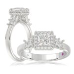 18K WHITE GOLD 3/4CT ROUND/PRINCESS DIAMOND LADIES RING(CENTER STONE PRINCESS DIAMOND 3/4CT)