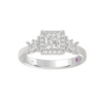 18K WHITE GOLD 3/4CT ROUND/PRINCESS DIAMOND LADIES RING(CENTER STONE PRINCESS DIAMOND 3/4CT) - Image 3
