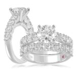 18K WHITE GOLD 3CT ROUND DIAMOND LADIES SEMI MOUNT BRIDAL SET(CENTER STONE MOUNT ROUND DIAMOND 2CT)