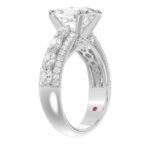 18K WHITE GOLD 4 1/4CT ROUND/OVAL DIAMOND LADIES RING(CENTER STONE MOUNT OVAL DIAMOND 3CT) - Image 3