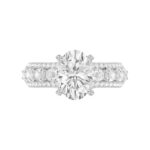 18K WHITE GOLD 4 1/4CT ROUND/OVAL DIAMOND LADIES RING(CENTER STONE MOUNT OVAL DIAMOND 3CT) - Image 7