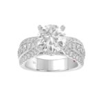 18K WHITE GOLD 4.00CT ROUND DIAMOND SEMI MOUNT LADIES RING (CENTER STONE ROUND DIAMOND 3.00CT) - Image 4