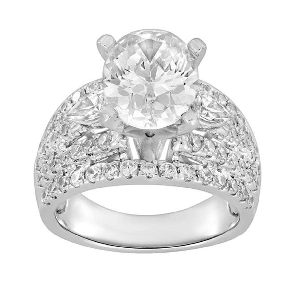 19176766_VA23038W-AB-1201x1201.jpg 18K WHITE GOLD 5 3/4CT ROUND/PEAR/OVAL DIAMOND SEMI MOUNT LADIES RING (CENTER STONE OVAL DIAMOND 4.00CT) - Image 1
