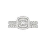 18K WHITE GOLD 7/8CT ROUND/BAGUETTE/PRINCESS DIAMOND LADIES BRIDAL SET(CENTER STONE PRINCESS DIAMOND 1/5CT) - Image 4