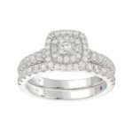 18K WHITE GOLD 7/8CT ROUND/BAGUETTE/PRINCESS DIAMOND LADIES BRIDAL SET(CENTER STONE PRINCESS DIAMOND 1/5CT) - Image 6