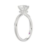 18K WHITE GOLD 7/8CT ROUND/OVAL DIAMOND LADIES RING(CENTER STONE OVAL DIAMOND 3/4 CT) - Image 2