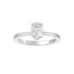 18K WHITE GOLD 7/8CT ROUND/OVAL DIAMOND LADIES RING(CENTER STONE OVAL DIAMOND 3/4 CT) - Image 3