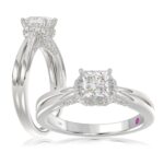 18K WHITE GOLD 7/8CT ROUND/PRINCESS DIAMOND LADIES RING( CENTER STONE PRINCESS DIAMOND 5/8 CT)