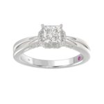 18K WHITE GOLD 7/8CT ROUND/PRINCESS DIAMOND LADIES RING( CENTER STONE PRINCESS DIAMOND 5/8 CT) - Image 3