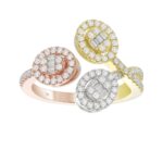 18K WHITE GOLD/ROSE GOLD/YELLOW GOLD 1/2CT ROUND/BAGUETTE DIAMOND LADIES FASHION RING
