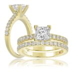 18K YELLOW  GOLD 3/4CT ROUND DIAMOND LADIES SEMI MOUNT BRIDAL SET(CENTER STONE MOUNT PRINCESS DIAMOND 1 3/4CT)