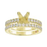 18K YELLOW  GOLD 3/4CT ROUND DIAMOND LADIES SEMI MOUNT BRIDAL SET(CENTER STONE MOUNT PRINCESS DIAMOND 1 3/4CT) - Image 2
