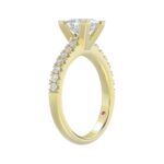 18K YELLOW  GOLD 3/4CT ROUND DIAMOND LADIES SEMI MOUNT BRIDAL SET(CENTER STONE MOUNT PRINCESS DIAMOND 1 3/4CT) - Image 3