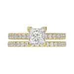 18K YELLOW  GOLD 3/4CT ROUND DIAMOND LADIES SEMI MOUNT BRIDAL SET(CENTER STONE MOUNT PRINCESS DIAMOND 1 3/4CT) - Image 7