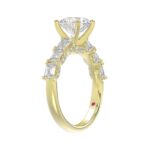 18K YELLOW GOLD 1 1/2CT ROUND/EMERALD DIAMOND LADIES RING(CENTER STONE MOUNT ROUND DIAMOND 2CT) - Image 3