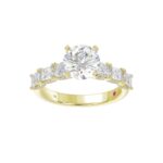 18K YELLOW GOLD 1 1/2CT ROUND/EMERALD DIAMOND LADIES RING(CENTER STONE MOUNT ROUND DIAMOND 2CT) - Image 4