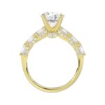 18K YELLOW GOLD 1 1/2CT ROUND/EMERALD DIAMOND LADIES RING(CENTER STONE MOUNT ROUND DIAMOND 2CT) - Image 5