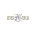 18K YELLOW GOLD 1 1/2CT ROUND/EMERALD DIAMOND LADIES RING(CENTER STONE MOUNT ROUND DIAMOND 2CT) - Image 7