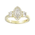 18K YELLOW GOLD 1 1/2CT ROUND/MARQUISE DIAMOND LADIES RING(CENTER STONE MARQUISE DIAMOND 3/4CT)