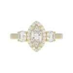 18K YELLOW GOLD 1 1/2CT ROUND/MARQUISE DIAMOND LADIES RING(CENTER STONE MARQUISE DIAMOND 3/4CT) - Image 4