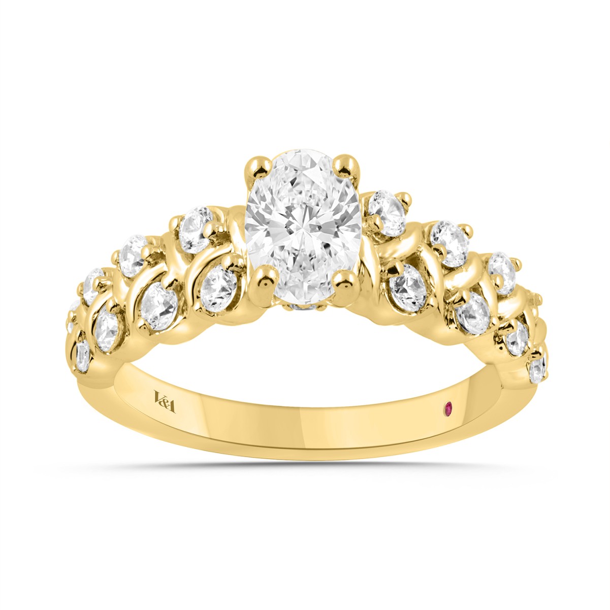 19176798_VA30310Y-AB-1201x1201.jpg 18K YELLOW GOLD 1 1/2CT ROUND/OVAL DIAMOND LADIES RING (CENTER STONE OVAL DIAMOND 1.00CT) - Image 1