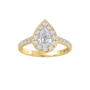 18K YELLOW GOLD 1 1/2CT ROUND/PEAR DIAMOND LADIES RING (CENTER STONE PEAR DIAMOND 3/4CT)