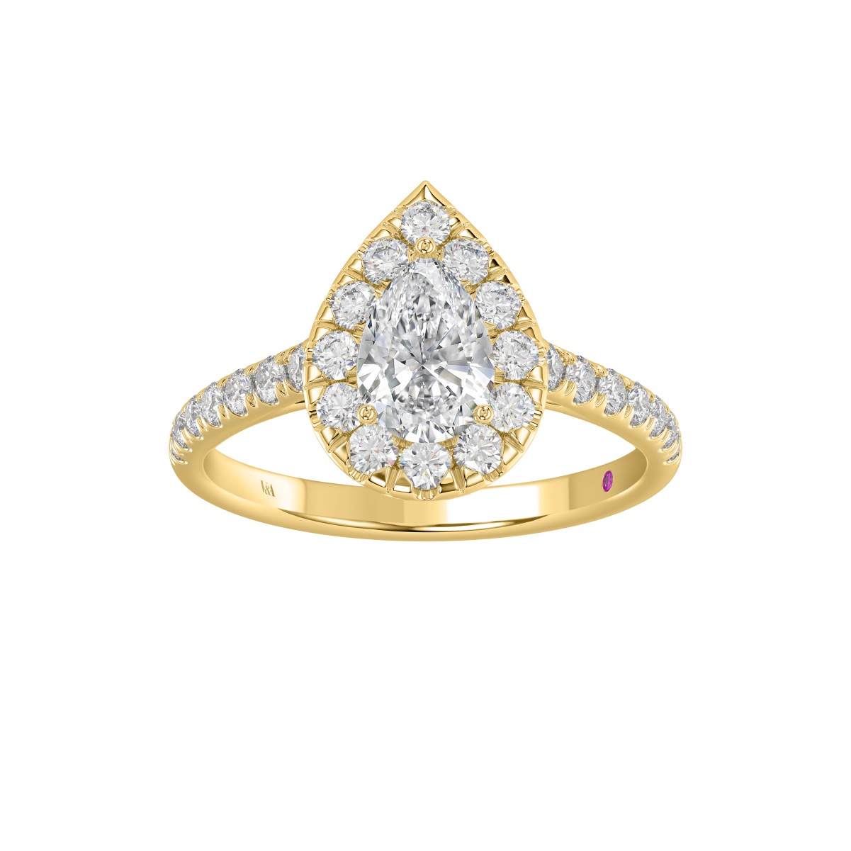 19176801_VA30145Y-1201x1201.jpg 18K YELLOW GOLD 1 1/2CT ROUND/PEAR DIAMOND LADIES RING (CENTER STONE PEAR DIAMOND 3/4CT) - Image 1
