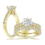 18K YELLOW GOLD 1 1/2CT ROUND/PEAR DIAMOND SEMI MOUNT LADIES RING (CENTER STONE ROUND DIAMOND 1.00CT)