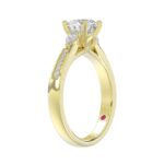 18K YELLOW GOLD 1 1/2CT ROUND/PEAR DIAMOND SEMI MOUNT LADIES RING (CENTER STONE ROUND DIAMOND 1.00CT) - Image 3