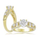 18K YELLOW GOLD 1 1/2CT ROUND/PEAR DIAMOND SEMI MOUNT LADIES RING (CENTER STONE ROUND DIAMOND 1.00CT)