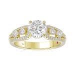 18K YELLOW GOLD 1 1/2CT ROUND/PEAR DIAMOND SEMI MOUNT LADIES RING (CENTER STONE ROUND DIAMOND 1.00CT) - Image 4