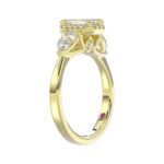 18K YELLOW GOLD 1 1/2CT ROUND/PEAR/EMERALD DIAMOND LADIES RING(CENTER STONE EMERALD DIAMOND 3/4CT) - Image 2